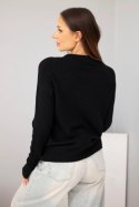 Sweter damski z baby alpaki z długim rękawem i okrągłym dekoltem czarny