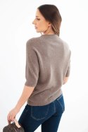 Sweter damski z baby alpaki z krótkim rękawem i okrągłym dekoltem fango