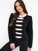 Sweter damski z ozdobnymi guzikami czarny