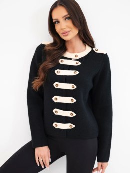 Sweter damski z ozdobnymi guzikami czarny