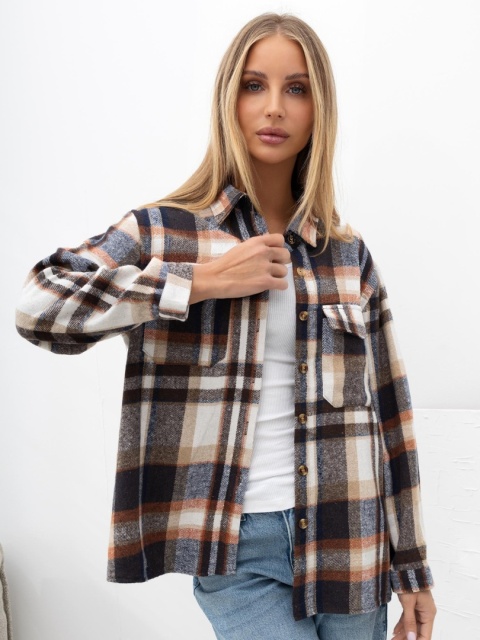Koszula damska flanelowa oversize w kratę