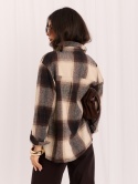 Brązowa flanelowa koszula oversize w kratę
