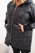 Kurtka damska zimowa Plus Size pikowana z kapturem czarna
