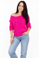 Sweter azurowy w kolorze fuksja