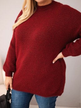 Sweter damski Plus Size o luźny kroju z długim rękawem bordowy