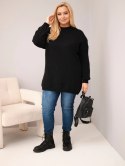 Sweter damski Plus Size o luźny kroju z długim rękawem czarny