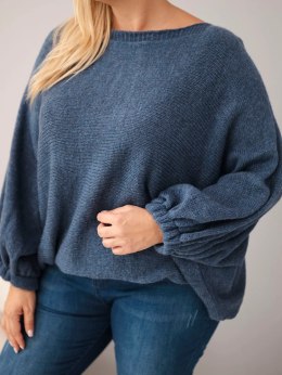 Sweter damski Plus Size z dodatkiem wełny o luźnym fasonie jeansowy