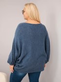 Sweter damski Plus Size z dodatkiem wełny o luźnym fasonie jeansowy