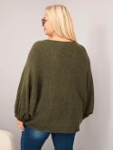 Sweter damski Plus Size z dodatkiem wełny o luźnym fasonie khaki