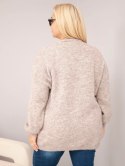 Sweter damski Plus Size z dodatkiem wełny z kokardą fango