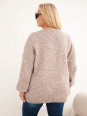 Sweter damski Plus Size z wełną z dekoltem V fango