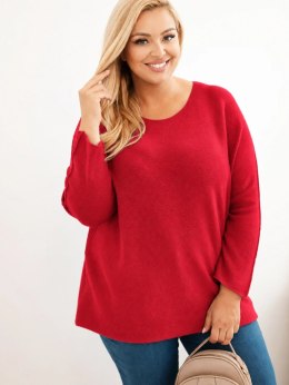 Sweter damski plus size z dekoltem łódką czerwony