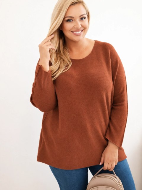 Sweter damski plus size z dekoltem łódką granatowy
