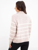Sweter damski z dodatkiem alpaki z zamkiem beżowy melanż