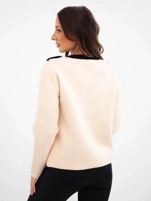 Sweter damski z ozdobnymi guzikami beżowy