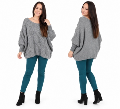 Sweter oversize z ozdobnym splotem DUNE