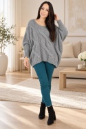 Sweter oversize z ozdobnym splotem DUNE