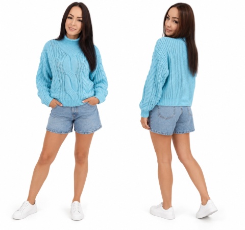 Damski sweter oversize z warkoczami