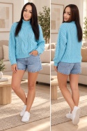 Damski sweter oversize z warkoczami
