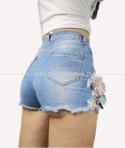 Szorty jeans 3D kwiat