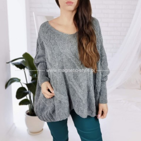 Sweter oversize z ozdobnym splotem DUNE Sweter oversize z ozdobnym splotem DUNE